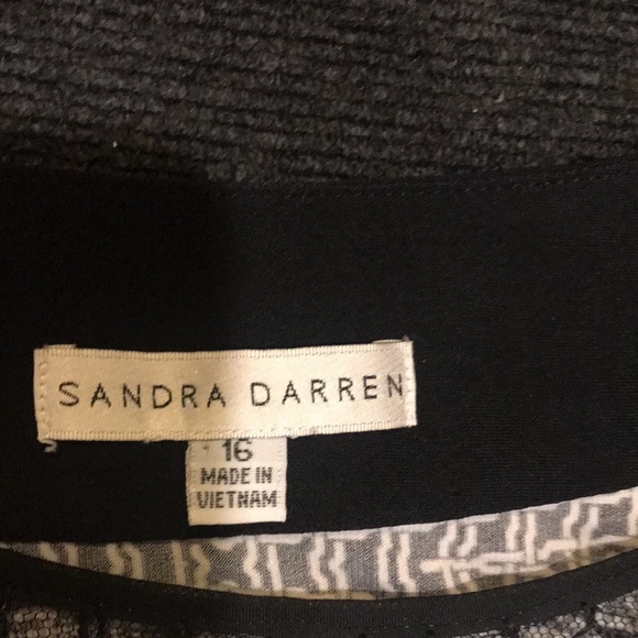 Sandra Darren Black/Gray Chevron Design Sequin Mesh Neckline Maxi Dress-16 - Picture 10 of 12